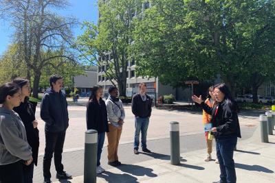 DSSG Fellows listening to the tour presenter